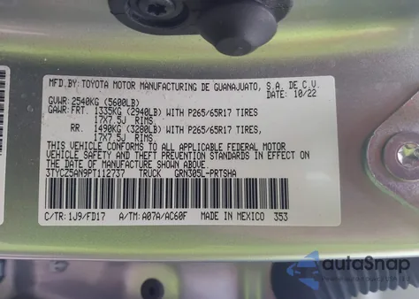 2023 Toyota Tacoma Trd Sport from USA, damaged, VIN 3TYCZ5AN9PT112737